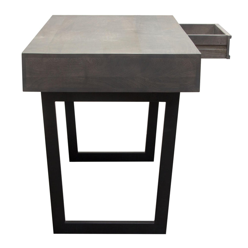 Hammond 2-Drawer Writing Desk in Solid Mango Wood Grey Finish & Black Iron Legs by Diamond Sofa - R&R Furniture Gallery (Fountain Valley, CA)