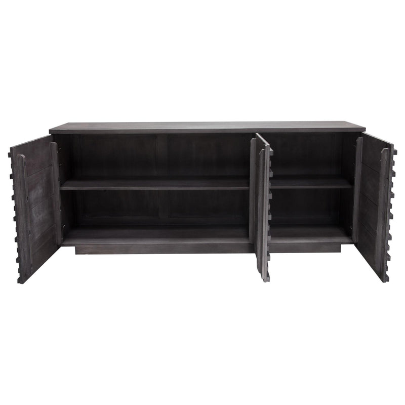 Bastille 69" 3-Door Solid Acacia Wood Sideboard in Smoke Grey Finish by Diamond Sofa - R&R Furniture Gallery (Fountain Valley, CA)
