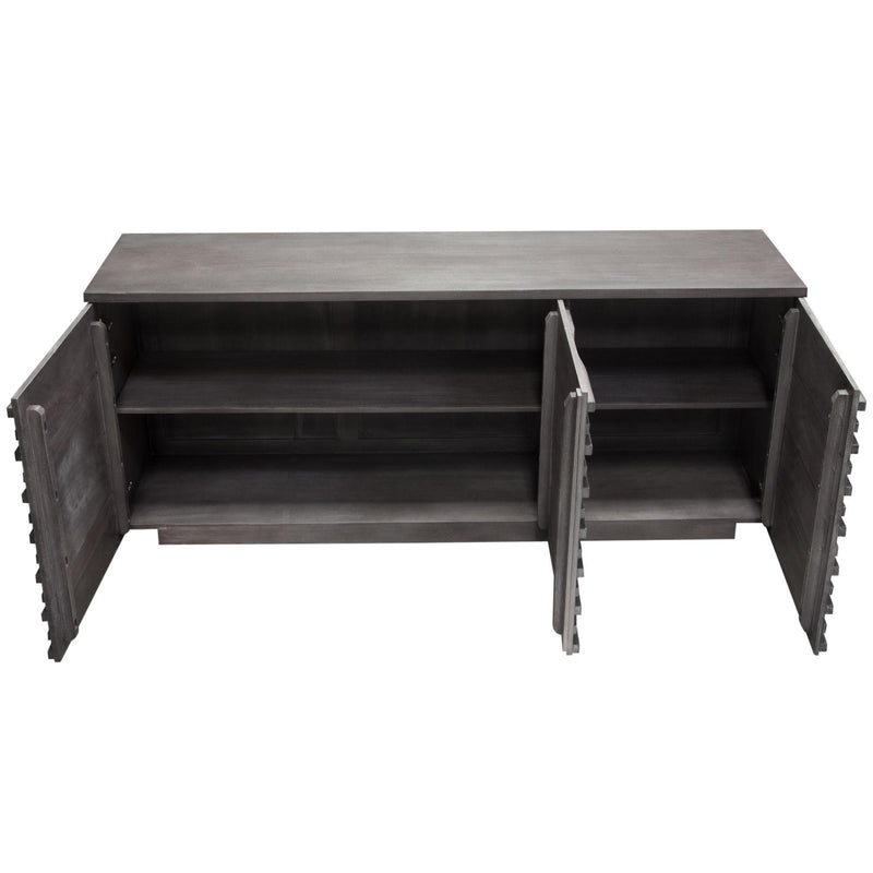 Bastille 69" 3-Door Solid Acacia Wood Sideboard in Smoke Grey Finish by Diamond Sofa - R&R Furniture Gallery (Fountain Valley, CA)