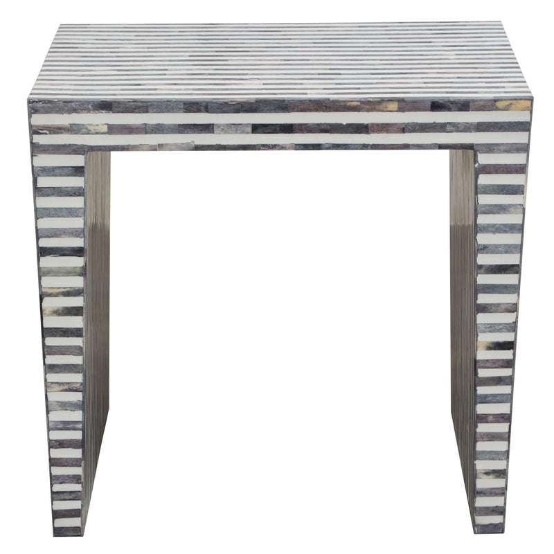 Mosaic End Table w/ Bone Inlay in Linear Pattern by Diamond Sofa - R&R Furniture Gallery (Fountain Valley, CA)