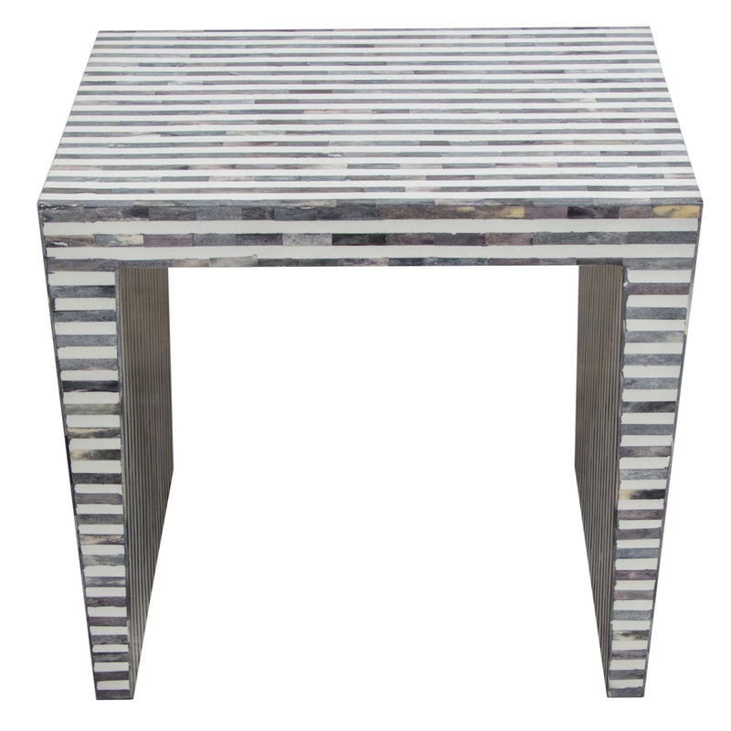 Mosaic End Table w/ Bone Inlay in Linear Pattern by Diamond Sofa - R&R Furniture Gallery (Fountain Valley, CA)