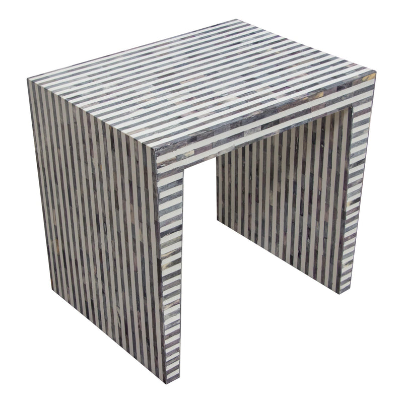 Mosaic End Table w/ Bone Inlay in Linear Pattern by Diamond Sofa - R&R Furniture Gallery (Fountain Valley, CA)