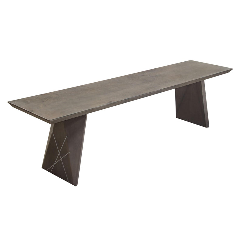Motion Solid Mango Wood Dining/Accent Bench in Smoke Grey Finish w/ Silver Metal Inlay by Diamond Sofa - R&R Furniture Gallery (Fountain Valley, CA)