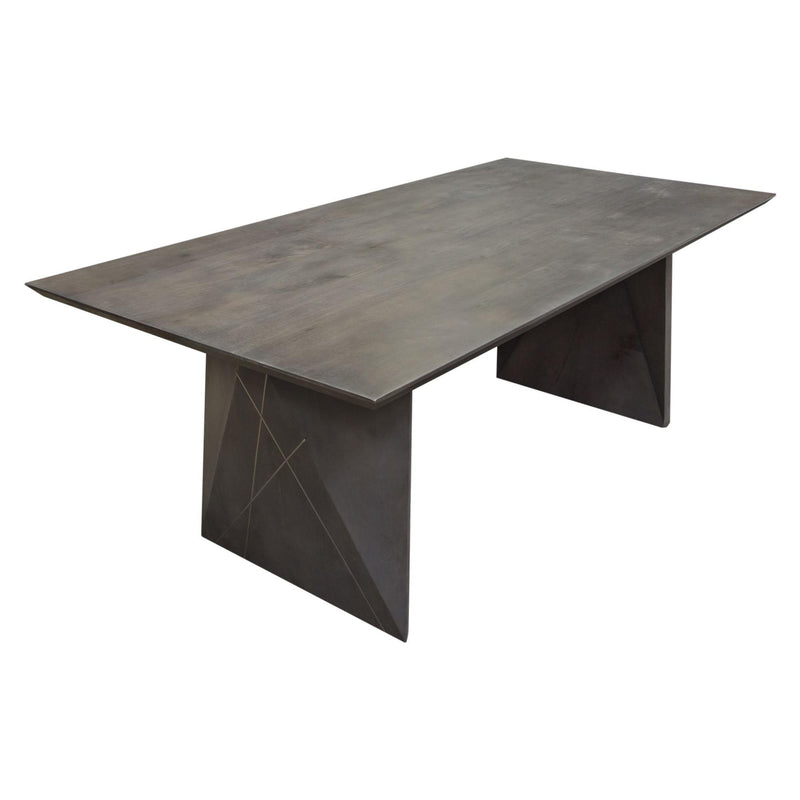 Motion Solid Mango Wood Dining Table in Smoke Grey Finish w/ Silver Metal Inlay by Diamond Sofa - R&R Furniture Gallery (Fountain Valley, CA)