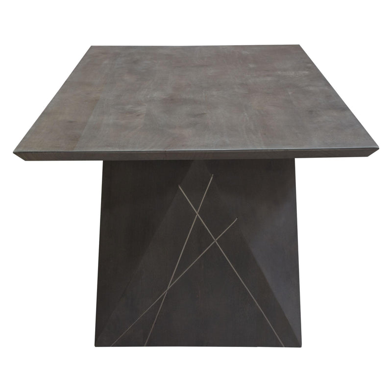 Motion Solid Mango Wood Dining Table in Smoke Grey Finish w/ Silver Metal Inlay by Diamond Sofa - R&R Furniture Gallery (Fountain Valley, CA)