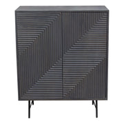 Neo 2-Door Solid Mango Wood High Cabinet in Smoke Grey Finish w/ Gun Metal Finished Base by Diamond Sofa - R&R Furniture Gallery (Fountain Valley, CA)