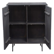 Neo 2-Door Solid Mango Wood High Cabinet in Smoke Grey Finish w/ Gun Metal Finished Base by Diamond Sofa - R&R Furniture Gallery (Fountain Valley, CA)