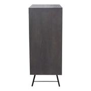 Neo 2-Door Solid Mango Wood High Cabinet in Smoke Grey Finish w/ Gun Metal Finished Base by Diamond Sofa - R&R Furniture Gallery (Fountain Valley, CA)