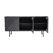 Neo 3-Door Solid Mango Wood Sideboard in Smoke Grey Finish w/ Gun Metal Finished Base by Diamond Sofa - R&R Furniture Gallery (Fountain Valley, CA)