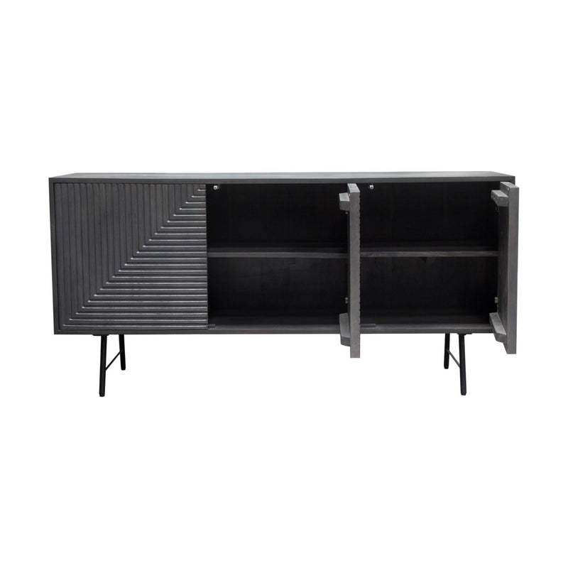 Neo 3-Door Solid Mango Wood Sideboard in Smoke Grey Finish w/ Gun Metal Finished Base by Diamond Sofa - R&R Furniture Gallery (Fountain Valley, CA)