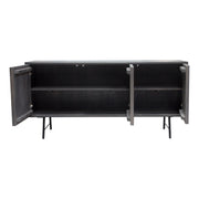 Neo 3-Door Solid Mango Wood Sideboard in Smoke Grey Finish w/ Gun Metal Finished Base by Diamond Sofa - R&R Furniture Gallery (Fountain Valley, CA)