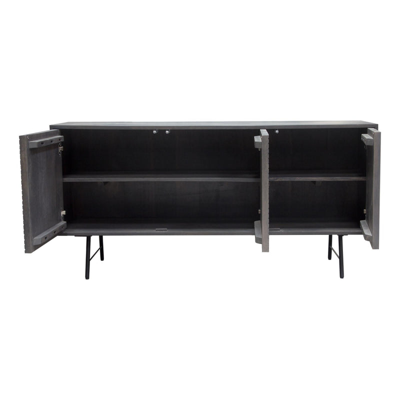 Neo 3-Door Solid Mango Wood Sideboard in Smoke Grey Finish w/ Gun Metal Finished Base by Diamond Sofa - R&R Furniture Gallery (Fountain Valley, CA)