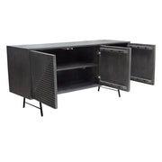 Neo 3-Door Solid Mango Wood Sideboard in Smoke Grey Finish w/ Gun Metal Finished Base by Diamond Sofa - R&R Furniture Gallery (Fountain Valley, CA)