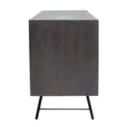 Neo 3-Door Solid Mango Wood Sideboard in Smoke Grey Finish w/ Gun Metal Finished Base by Diamond Sofa - R&R Furniture Gallery (Fountain Valley, CA)