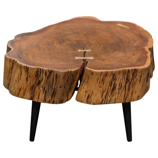 Panorama Natural Acacia One of a Kind Cocktail Table w/ Live Edge & Black Iron Legs by Diamond Sofa - R&R Furniture Gallery (Fountain Valley, CA)