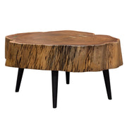 Panorama Natural Acacia One of a Kind Cocktail Table w/ Live Edge & Black Iron Legs by Diamond Sofa - R&R Furniture Gallery (Fountain Valley, CA)