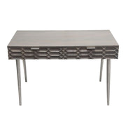 Petra Solid Mango Wood 2-Drawer Writing Desk in Smoke Grey Finish w/ Nickel Legs by Diamond Sofa - R&R Furniture Gallery (Fountain Valley, CA)