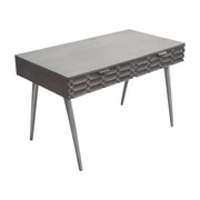 Petra Solid Mango Wood 2-Drawer Writing Desk in Smoke Grey Finish w/ Nickel Legs by Diamond Sofa - R&R Furniture Gallery (Fountain Valley, CA)