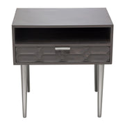 Petra Solid Mango Wood 1-Drawer Accent Table in Smoke Grey Finish w/ Nickel Legs by Diamond Sofa - R&R Furniture Gallery (Fountain Valley, CA)