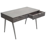 Petra Solid Mango Wood 2-Drawer Writing Desk in Smoke Grey Finish w/ Nickel Legs by Diamond Sofa - R&R Furniture Gallery (Fountain Valley, CA)