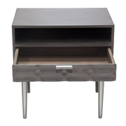 Petra Solid Mango Wood 1-Drawer Accent Table in Smoke Grey Finish w/ Nickel Legs by Diamond Sofa - R&R Furniture Gallery (Fountain Valley, CA)