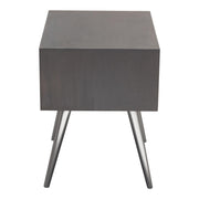 Petra Solid Mango Wood 1-Drawer Accent Table in Smoke Grey Finish w/ Nickel Legs by Diamond Sofa - R&R Furniture Gallery (Fountain Valley, CA)