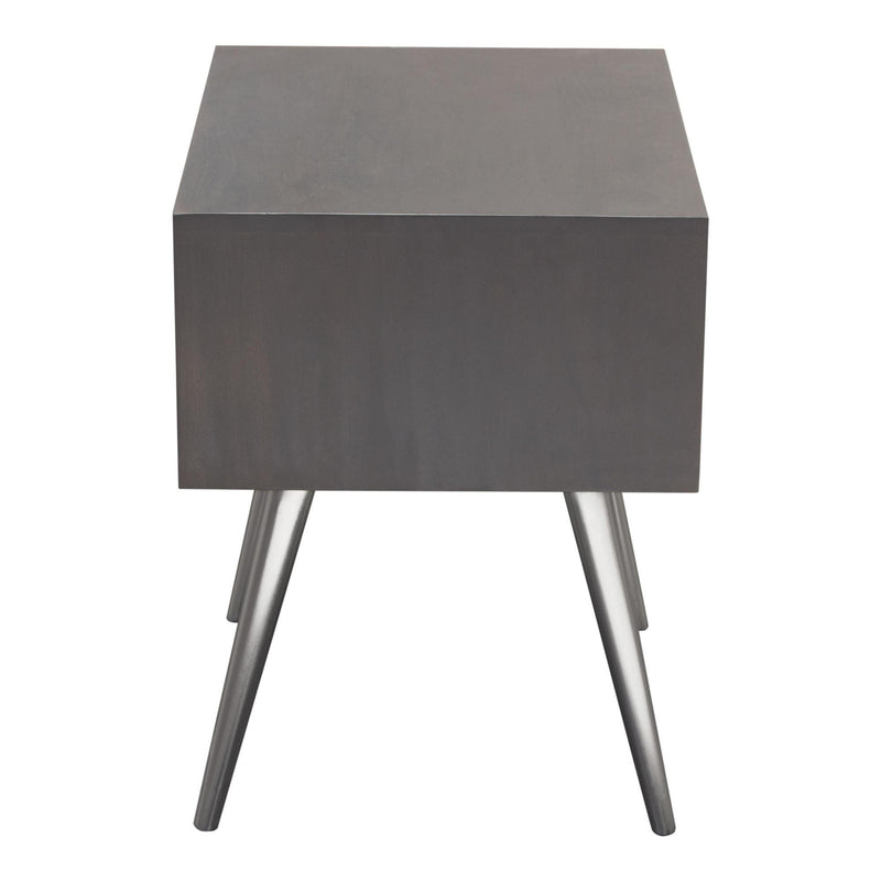 Petra Solid Mango Wood 1-Drawer Accent Table in Smoke Grey Finish w/ Nickel Legs by Diamond Sofa - R&R Furniture Gallery (Fountain Valley, CA)