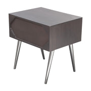 Petra Solid Mango Wood 1-Drawer Accent Table in Smoke Grey Finish w/ Nickel Legs by Diamond Sofa - R&R Furniture Gallery (Fountain Valley, CA)