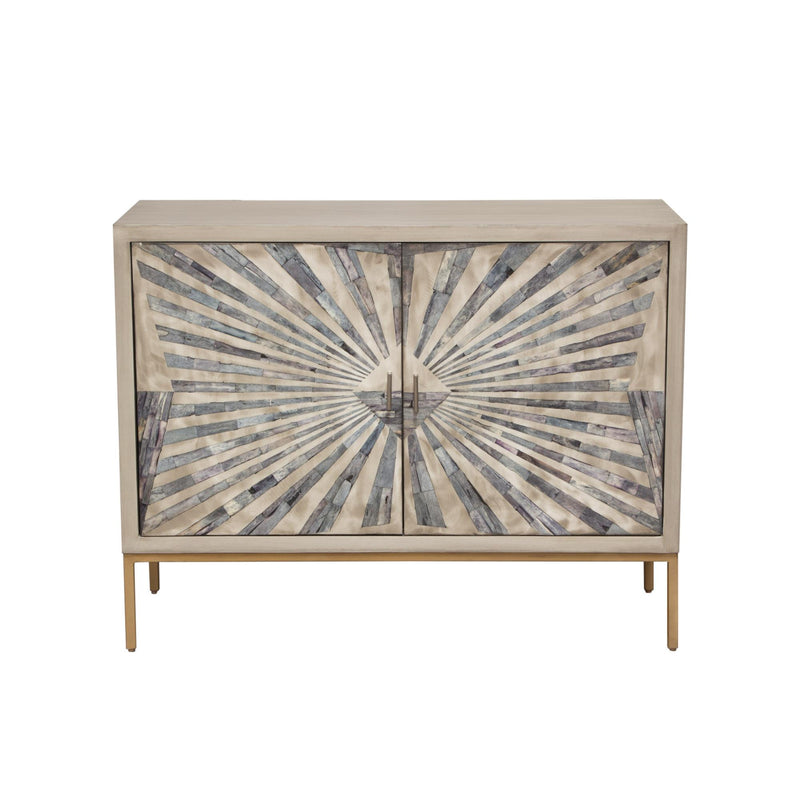 Prisma 2-Door Accent Cabinet w/ Dyed Bone Inlay Sunburst w/ Brass Legs by Diamond Sofa - R&R Furniture Gallery (Fountain Valley, CA)