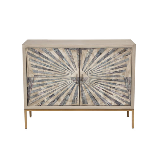 Prisma 2-Door Accent Cabinet w/ Dyed Bone Inlay Sunburst w/ Brass Legs by Diamond Sofa - R&R Furniture Gallery (Fountain Valley, CA)