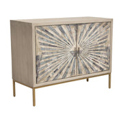 Prisma 2-Door Accent Cabinet w/ Dyed Bone Inlay Sunburst w/ Brass Legs by Diamond Sofa - R&R Furniture Gallery (Fountain Valley, CA)