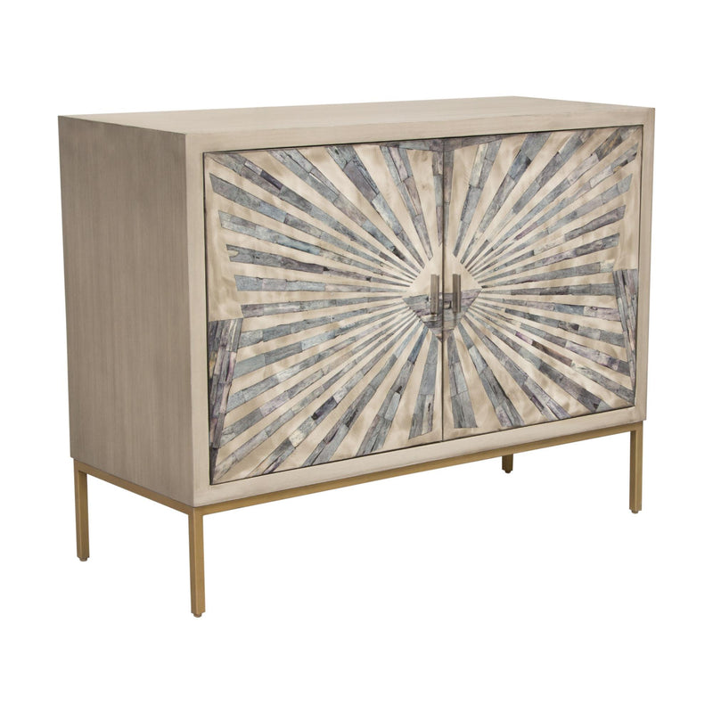 Prisma 2-Door Accent Cabinet w/ Dyed Bone Inlay Sunburst w/ Brass Legs by Diamond Sofa - R&R Furniture Gallery (Fountain Valley, CA)