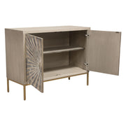 Prisma 2-Door Accent Cabinet w/ Dyed Bone Inlay Sunburst w/ Brass Legs by Diamond Sofa - R&R Furniture Gallery (Fountain Valley, CA)