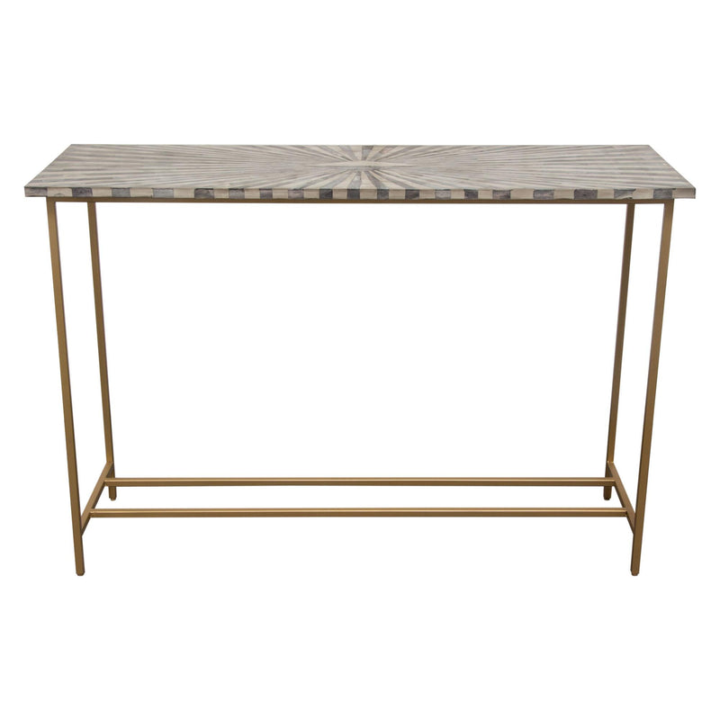 Prisma Console Table w/ Dyed Bone Inlay Sunburst Top & Brass Legs by Diamond Sofa - R&R Furniture Gallery (Fountain Valley, CA)