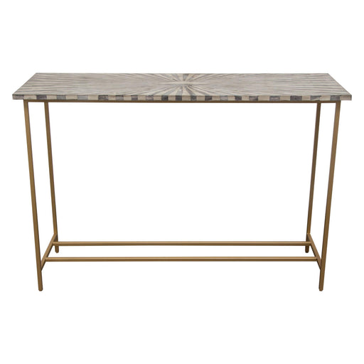 Prisma Console Table w/ Dyed Bone Inlay Sunburst Top & Brass Legs by Diamond Sofa - R&R Furniture Gallery (Fountain Valley, CA)