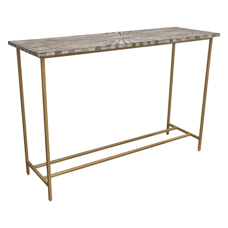 Prisma Console Table w/ Dyed Bone Inlay Sunburst Top & Brass Legs by Diamond Sofa - R&R Furniture Gallery (Fountain Valley, CA)