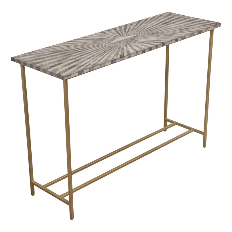 Prisma Console Table w/ Dyed Bone Inlay Sunburst Top & Brass Legs by Diamond Sofa - R&R Furniture Gallery (Fountain Valley, CA)