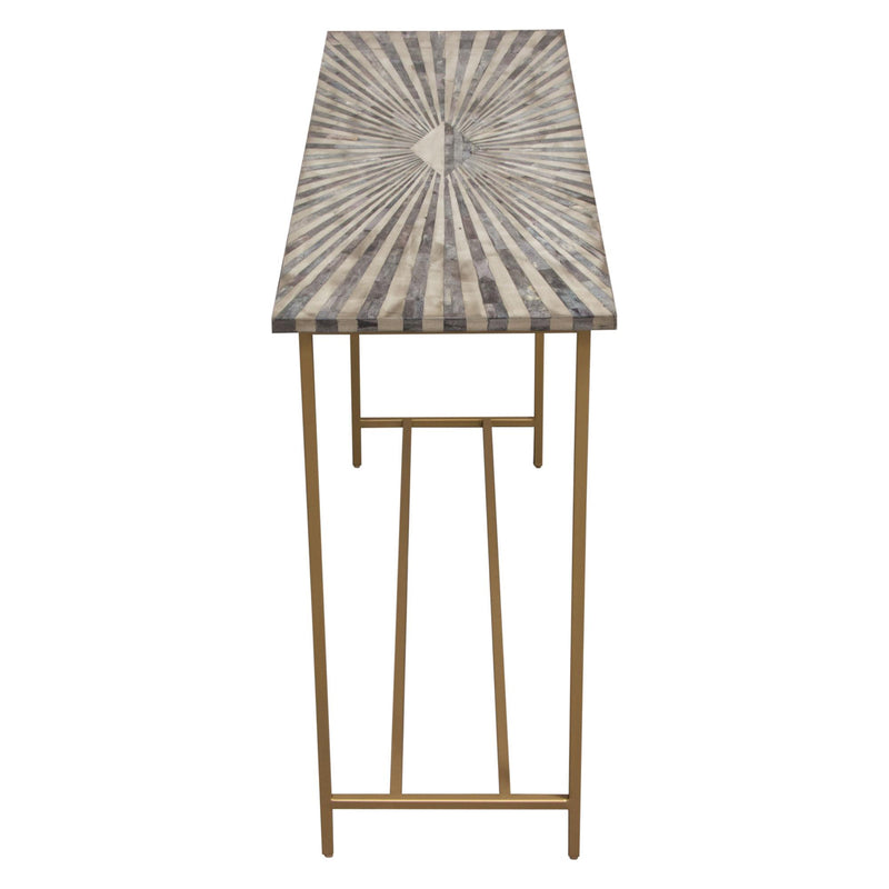 Prisma Console Table w/ Dyed Bone Inlay Sunburst Top & Brass Legs by Diamond Sofa - R&R Furniture Gallery (Fountain Valley, CA)