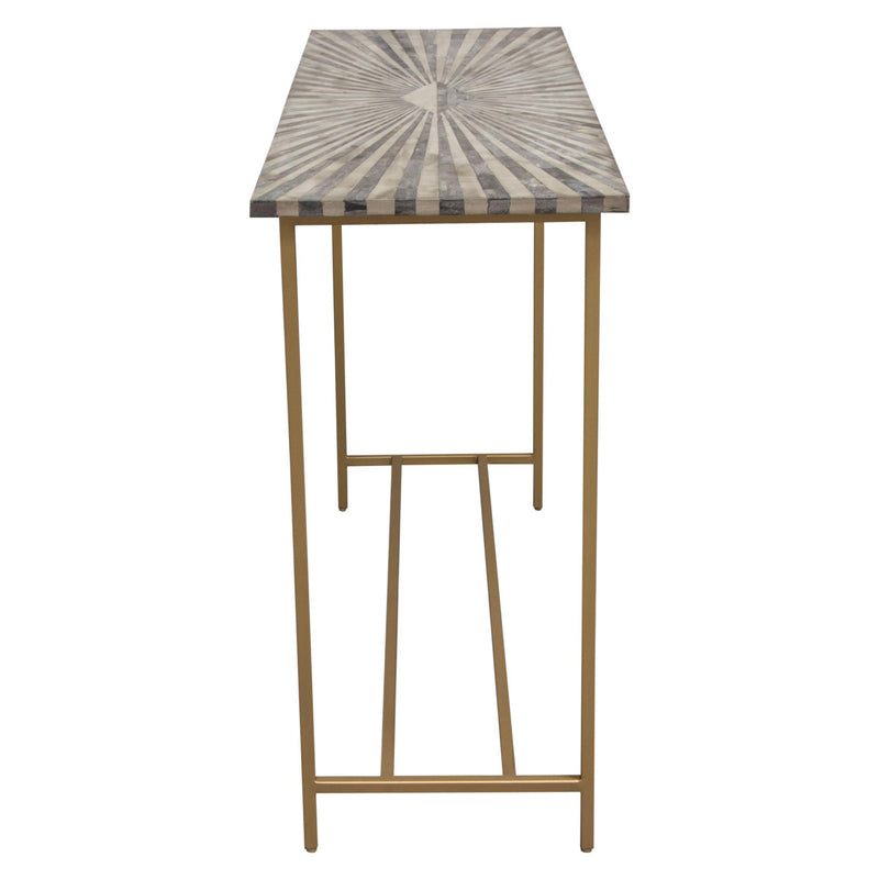 Prisma Console Table w/ Dyed Bone Inlay Sunburst Top & Brass Legs by Diamond Sofa - R&R Furniture Gallery (Fountain Valley, CA)