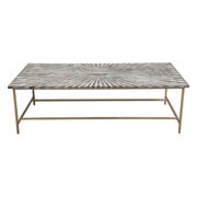 Prisma Cocktail Table w/ Dyed Bone Inlay Sunburst Top & Brass Legs by Diamond Sofa - R&R Furniture Gallery (Fountain Valley, CA)