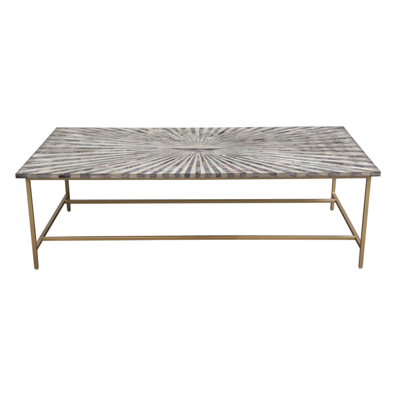 Prisma Cocktail Table w/ Dyed Bone Inlay Sunburst Top & Brass Legs by Diamond Sofa - R&R Furniture Gallery (Fountain Valley, CA)