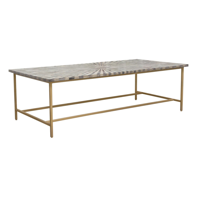 Prisma Cocktail Table w/ Dyed Bone Inlay Sunburst Top & Brass Legs by Diamond Sofa - R&R Furniture Gallery (Fountain Valley, CA)