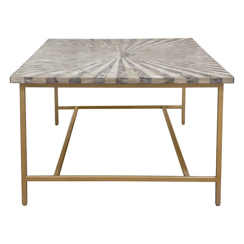 Prisma Cocktail Table w/ Dyed Bone Inlay Sunburst Top & Brass Legs by Diamond Sofa - R&R Furniture Gallery (Fountain Valley, CA)