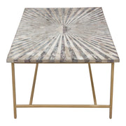 Prisma Cocktail Table w/ Dyed Bone Inlay Sunburst Top & Brass Legs by Diamond Sofa - R&R Furniture Gallery (Fountain Valley, CA)