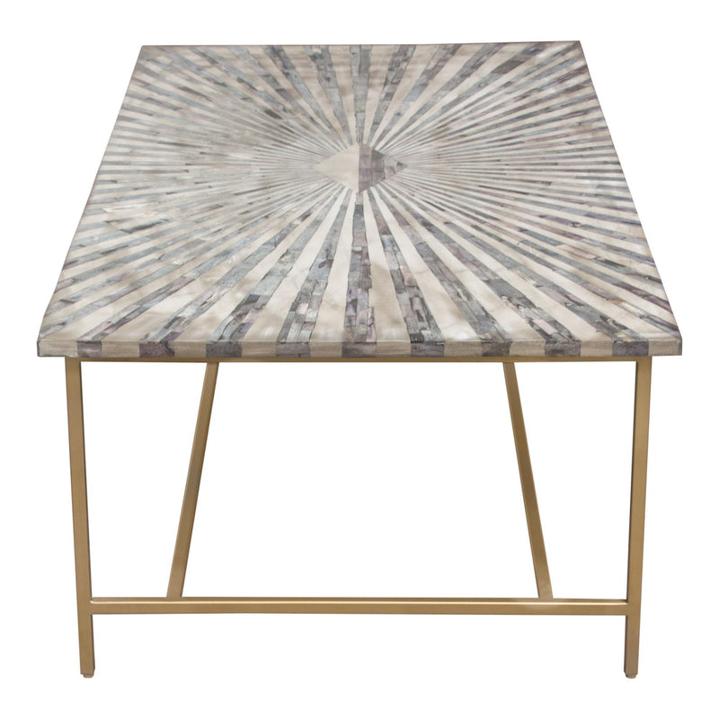 Prisma Cocktail Table w/ Dyed Bone Inlay Sunburst Top & Brass Legs by Diamond Sofa - R&R Furniture Gallery (Fountain Valley, CA)
