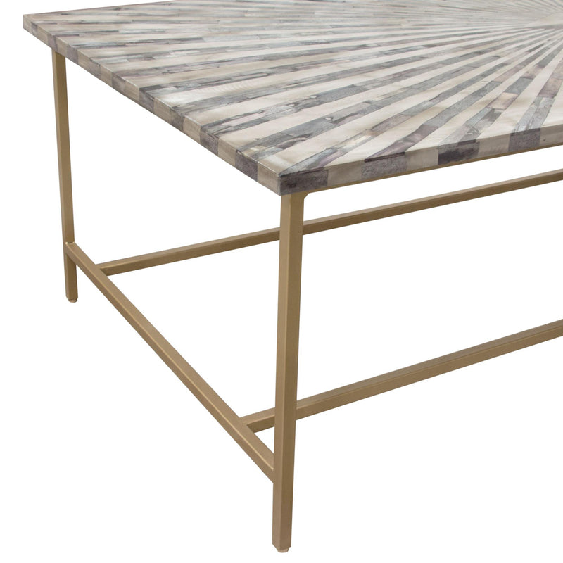 Prisma Cocktail Table w/ Dyed Bone Inlay Sunburst Top & Brass Legs by Diamond Sofa - R&R Furniture Gallery (Fountain Valley, CA)