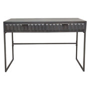 Spectrum 2-Drawer Solid Mango Wood Desk in Smoke Grey Finish w/ Gun Metal Finished Legs by Diamond Sofa - R&R Furniture Gallery (Fountain Valley, CA)