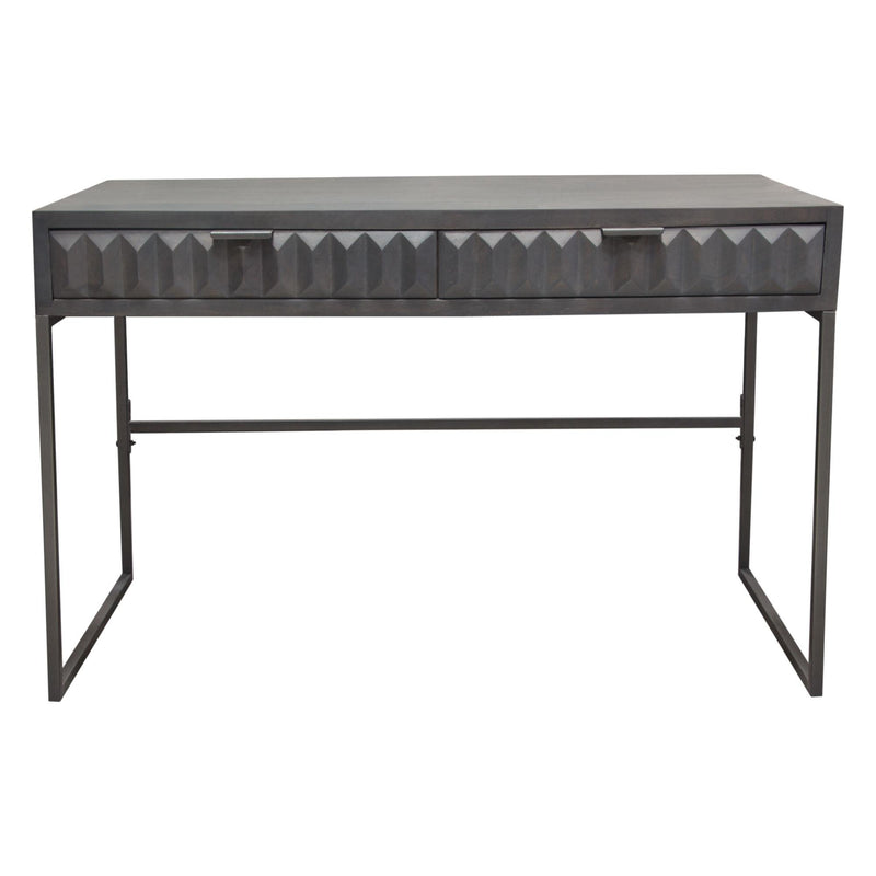 Spectrum 2-Drawer Solid Mango Wood Desk in Smoke Grey Finish w/ Gun Metal Finished Legs by Diamond Sofa - R&R Furniture Gallery (Fountain Valley, CA)