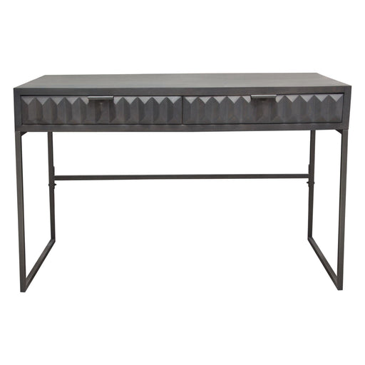 Spectrum 2-Drawer Solid Mango Wood Desk in Smoke Grey Finish w/ Gun Metal Finished Legs by Diamond Sofa - R&R Furniture Gallery (Fountain Valley, CA)