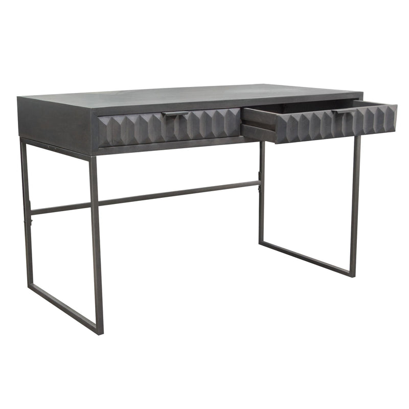 Spectrum 2-Drawer Solid Mango Wood Desk in Smoke Grey Finish w/ Gun Metal Finished Legs by Diamond Sofa - R&R Furniture Gallery (Fountain Valley, CA)